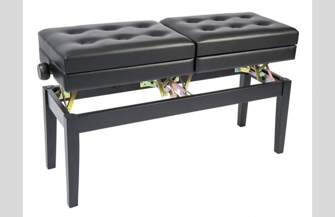 Kinsman KPB20BK Satin Black Deluxe Adjustable Height Double Piano Stool with Storage - Image 3